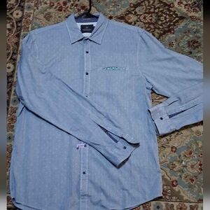 Scotch & Soda Size L Regular Fit Stylish Blue Button-Down Shirt